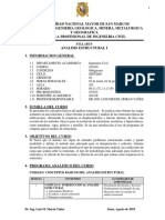 Syllabus Analisis Estructural I - 2019 II