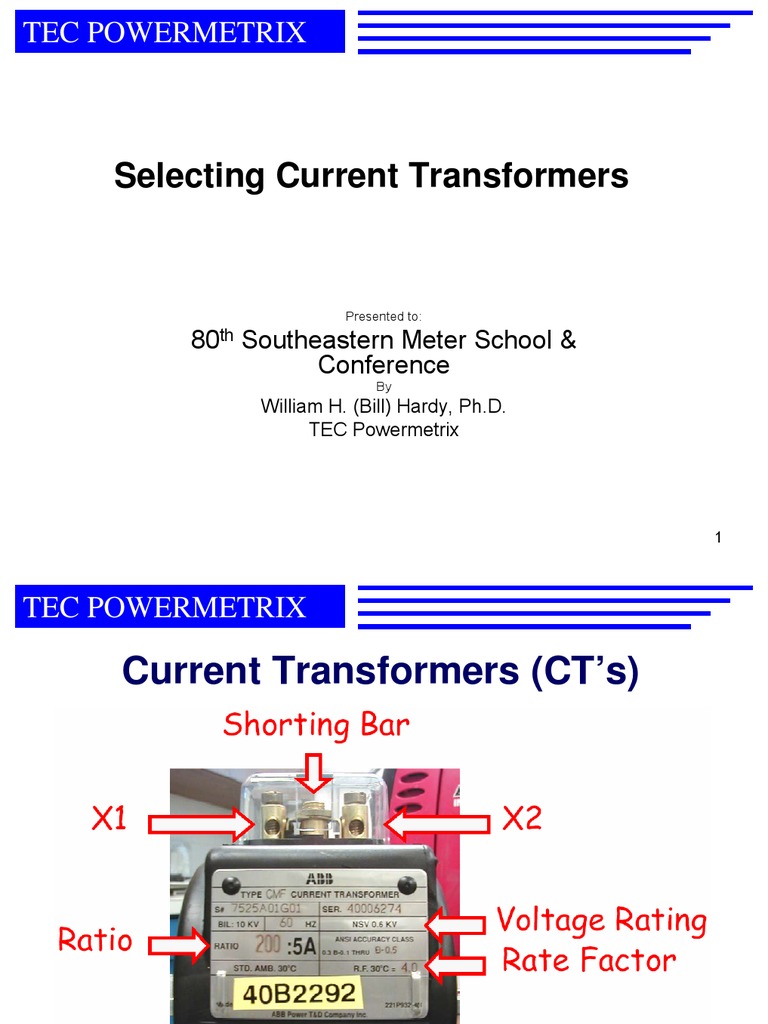 Selecting Current Transformers: Tec Powermetrix | PDF