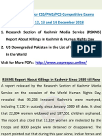Current Affairs For CSS/PMS/PCS Competitive Exams Date: 11, 12, 13 and 14 December 2018