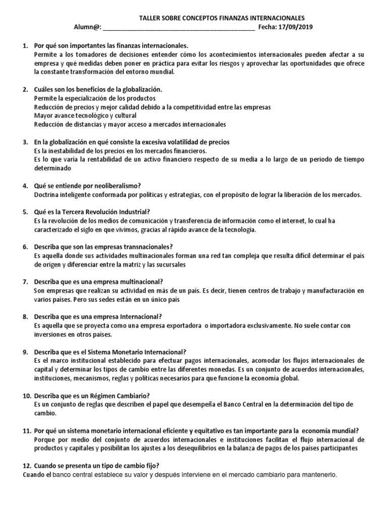 Taller para Parcial 1 Finanzas Internacionales | PDF | Tipo de cambio ...