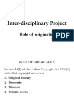 Inter-Disciplinary Project: Role of Originality
