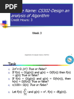 Course Name: CS302-Design An Analysis of Algorithm: Credit Hours: 3