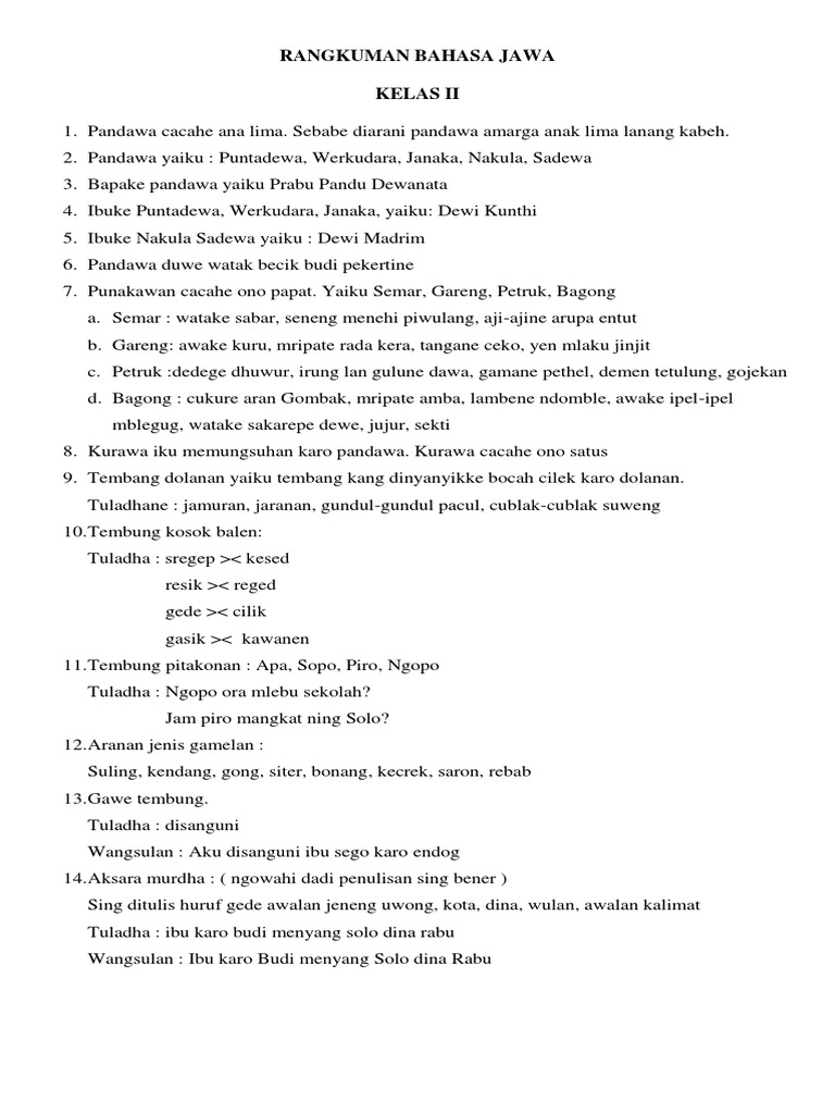 Materi Bahasa Jawa Kelas 4 Cara Golden