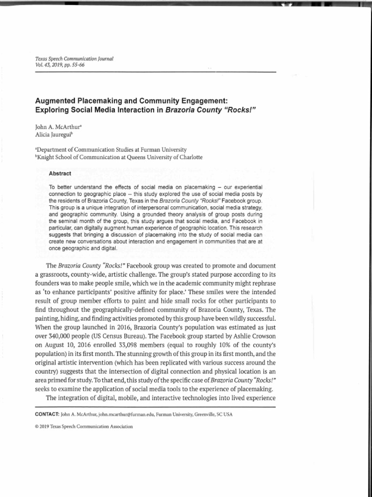 Augmented Placemaking and Community Engagement: Exploring Social Media ...