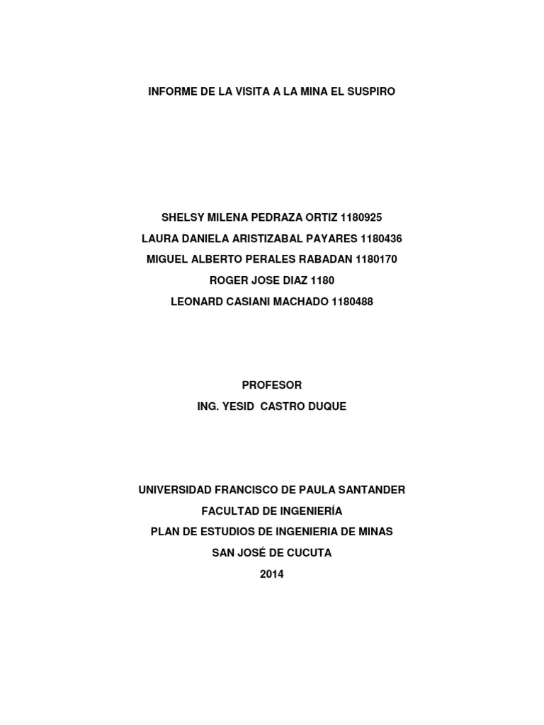 Informe de la visita a la mina de caliza El Suspiro Análisis de las