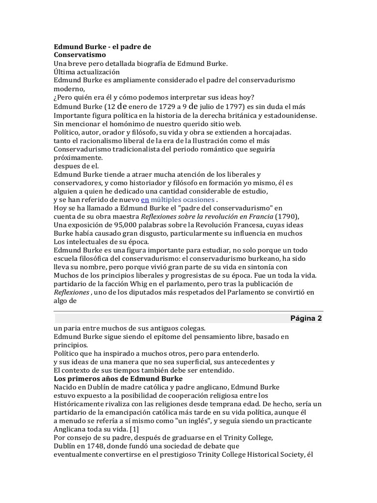 Biografía de Edmund Burke: Conservadurismo | PDF | Edmund Burke | Filosofía