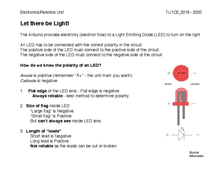 Understanding LED Polarity in Arduino Circuits | PDF | Technology ...