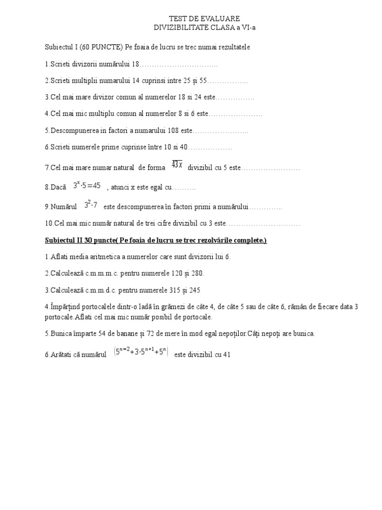 1 Test Divizibilitate | PDF