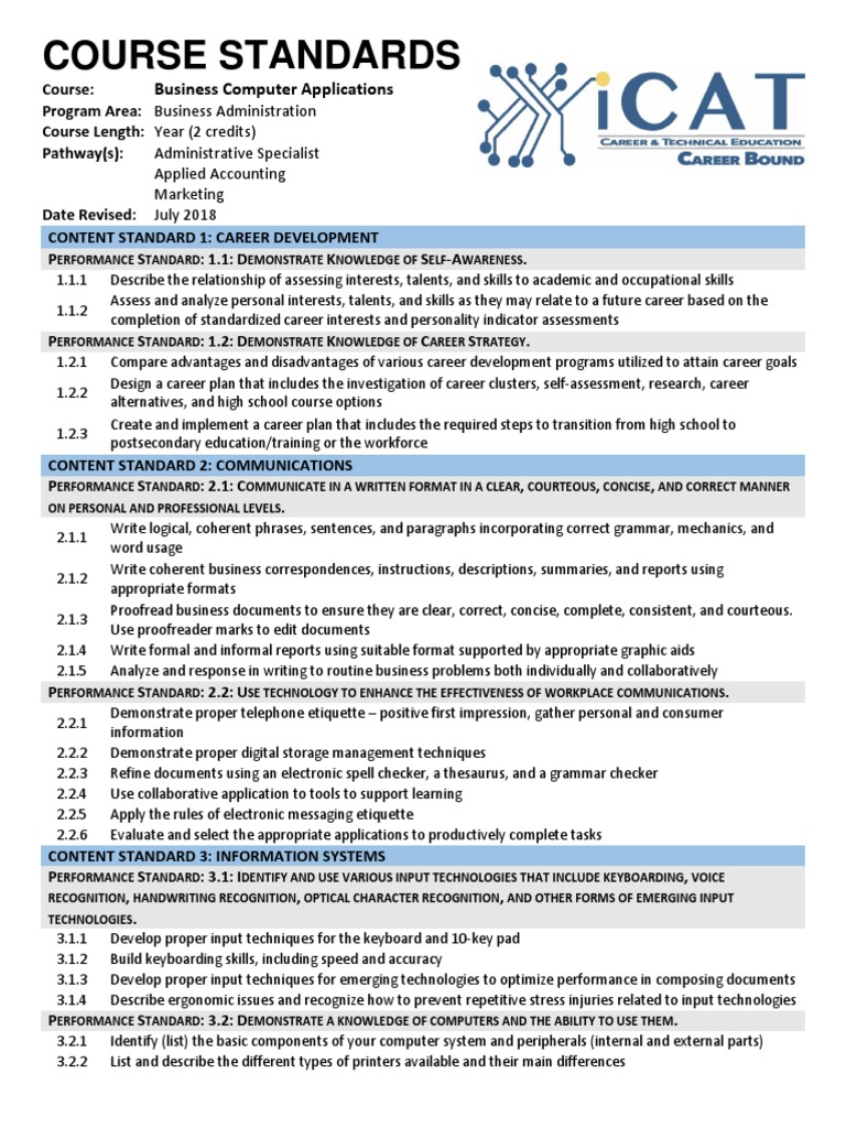 Business Computer Applications PDF Spreadsheet File Format