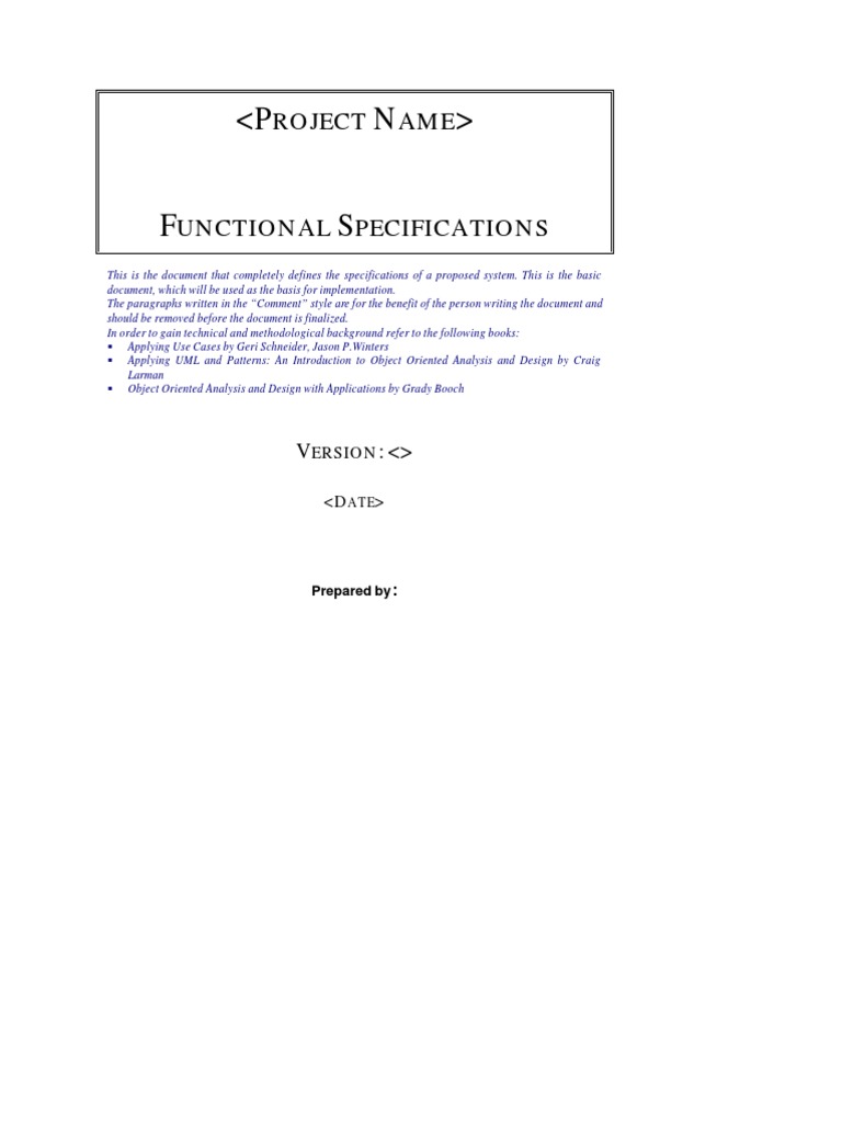 Functional Specifications Template | PDF | Use Case | Specification ...