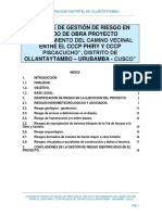 Alcance de Gestión de Riesgo en Saldo de Obra Proyecto Ollantaytambo