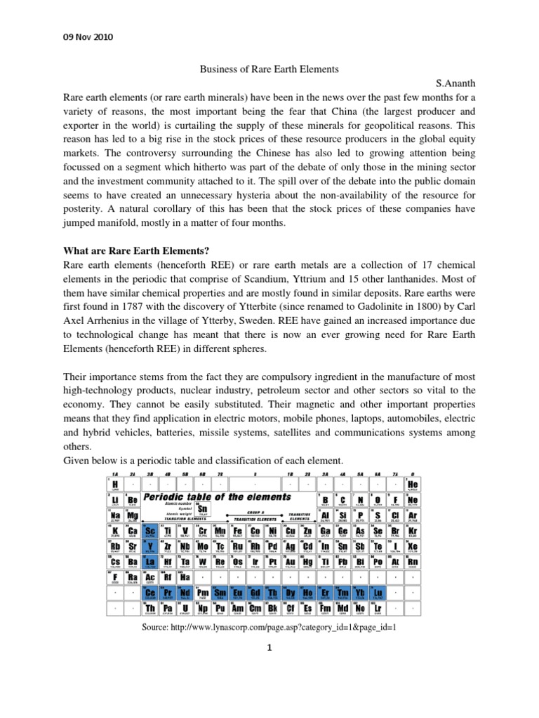 Understanding Rare Earth Elements | PDF | Chemistry | Physical Sciences