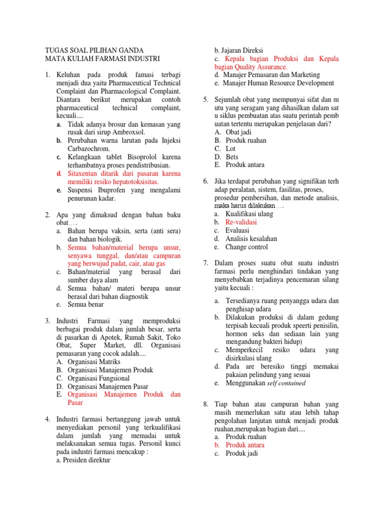 Soal Farmasi Industri