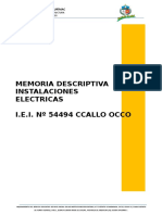 Memoria Descriptiva de Instalaciones Eléctricas Ccallo Occo