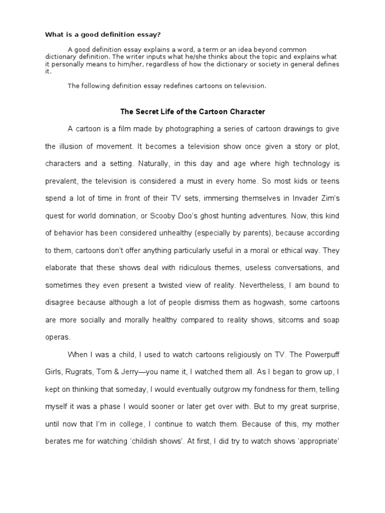example definition essay