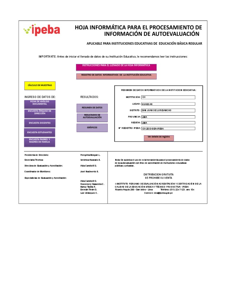 Hoja Informativa de IPEBA. EXCEL | PDF | Evaluación | Neuropsicología