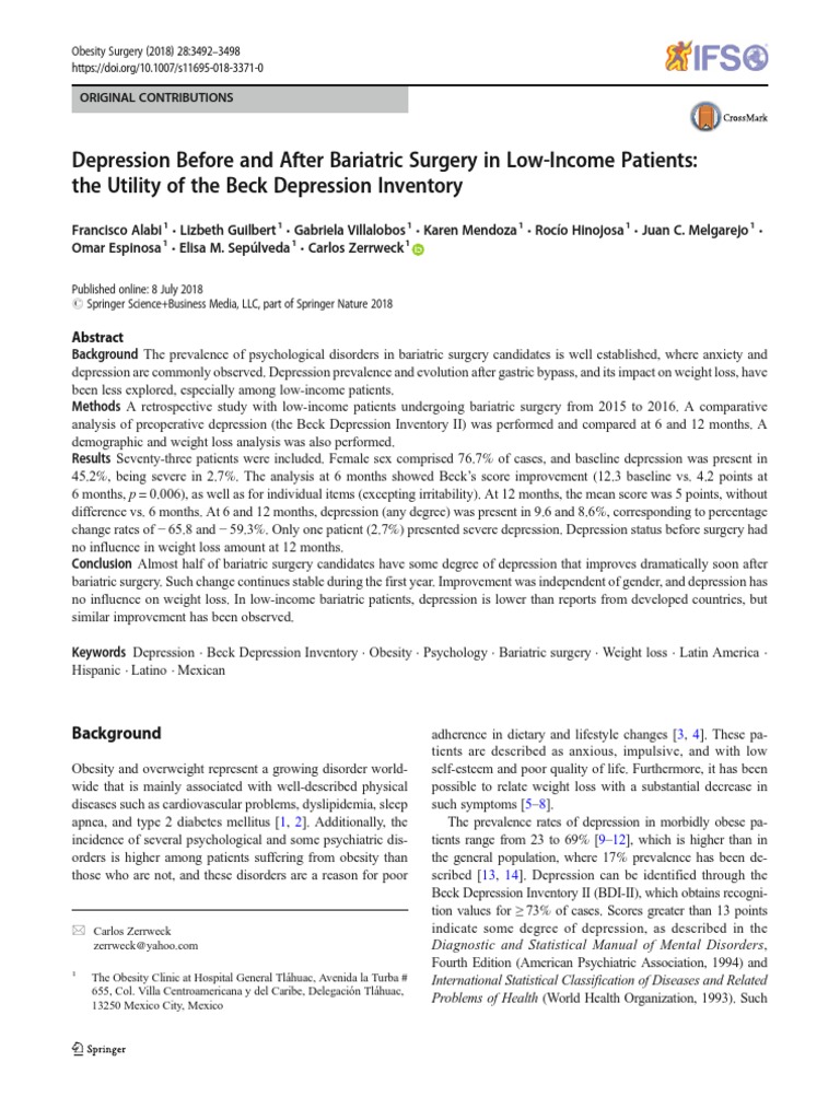 Depression Trends in Low-Income Bariatric Patients | PDF | Bariatric ...