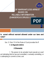 Legality of Warrantless Arrest Based On Reliable Info (Dangerous Drugs Cases)