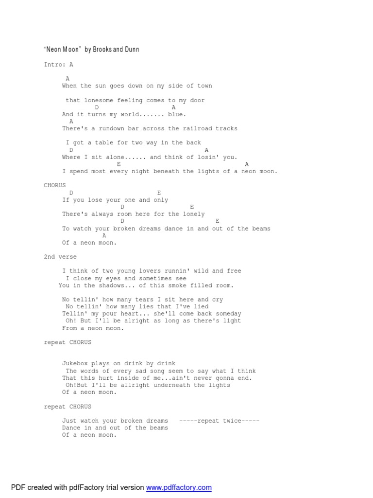 "Neon Moon" by Brooks and Dunn PDF Created With Pdffactory Trial