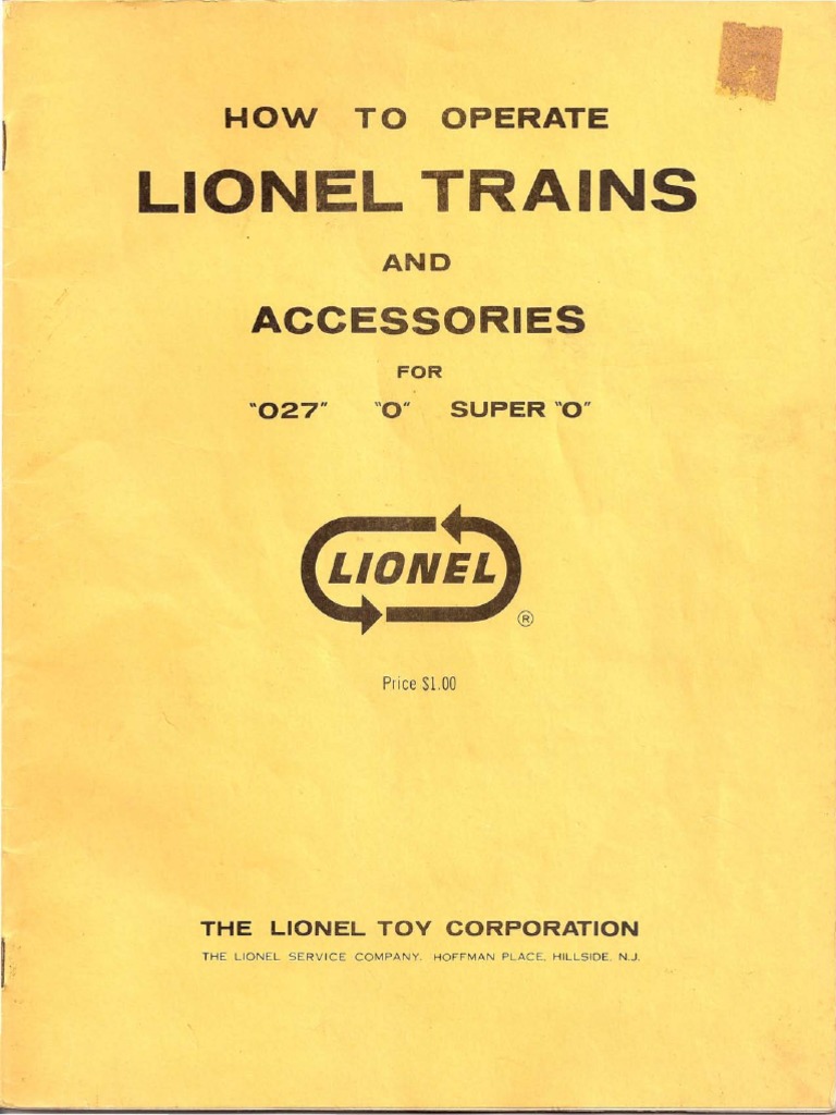 1965 Complete Lionel Operating Instruction Manual Smaller Direct Current Locomotives