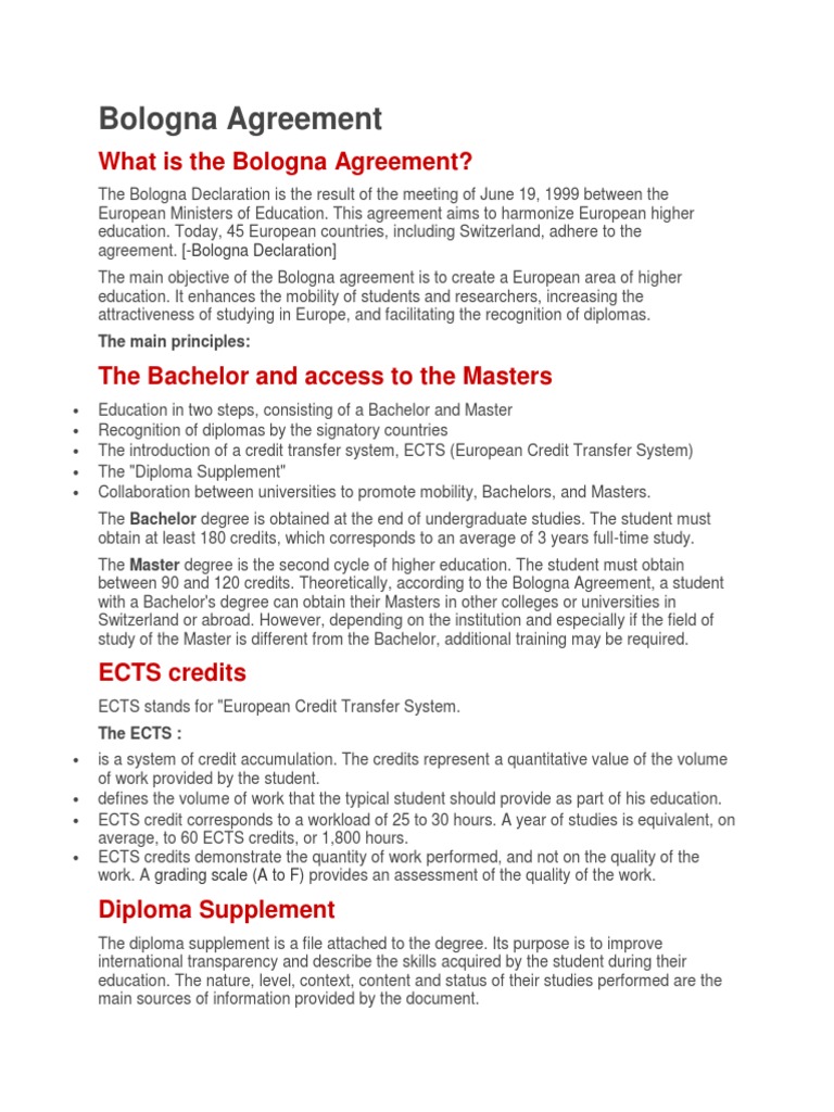 The Harmonization of European Higher Education An Overview of the