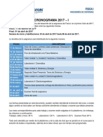 Cronograma 2017 - I: Inicio: 11 de Febrero de 2017 Final: 01 de Abril de 2017