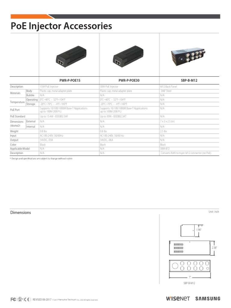 Poe Injector Accessories Specifications | PDF | Electrical Engineering ...