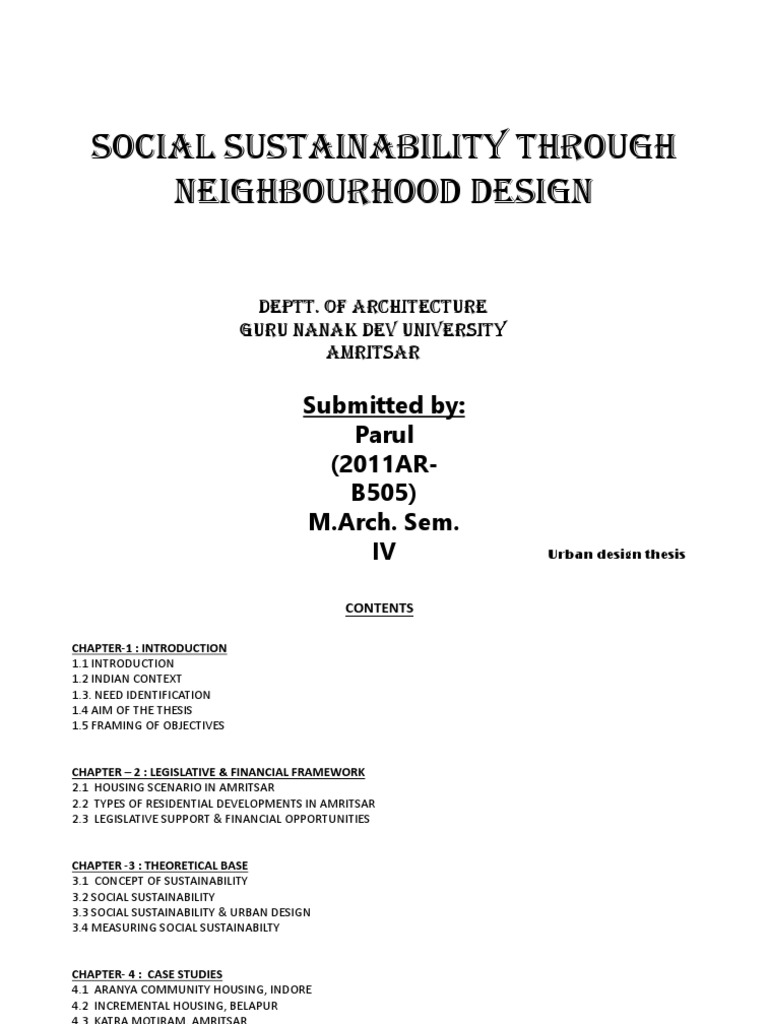 Social Sustainability Through Neighborhood Design | PDF | Slum ...