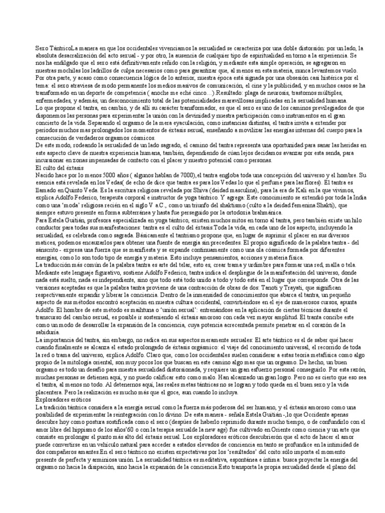 Tantra: Sexualidad Sagrada y Éxtasis | PDF | Orgasmo | Tantra
