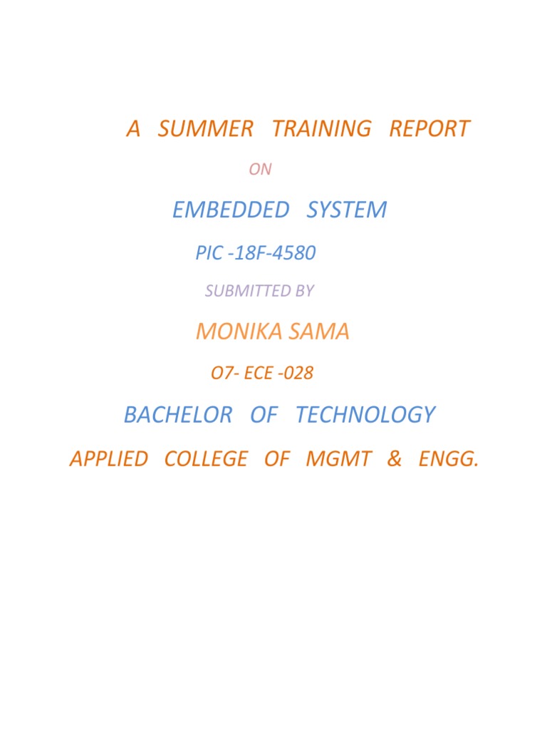 A Summer Training Report | PDF