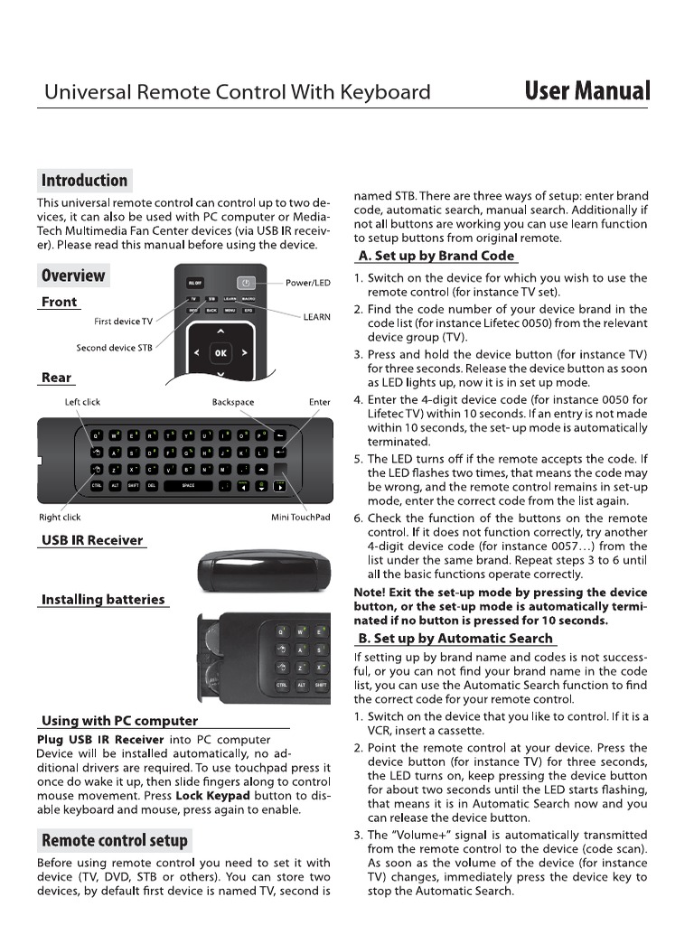 Universal Remote Control Keyboard | PDF
