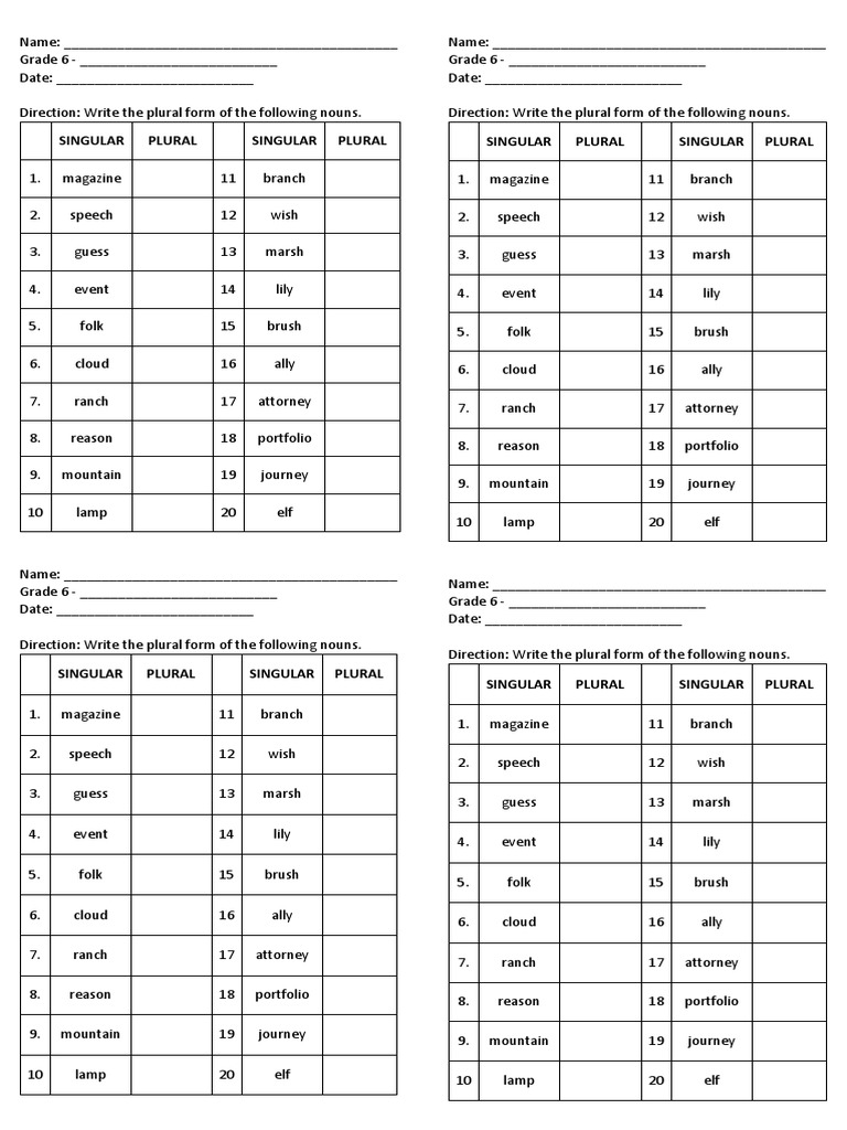 Singular Nouns To Plural Form | PDF | Grammatical Number | Plural