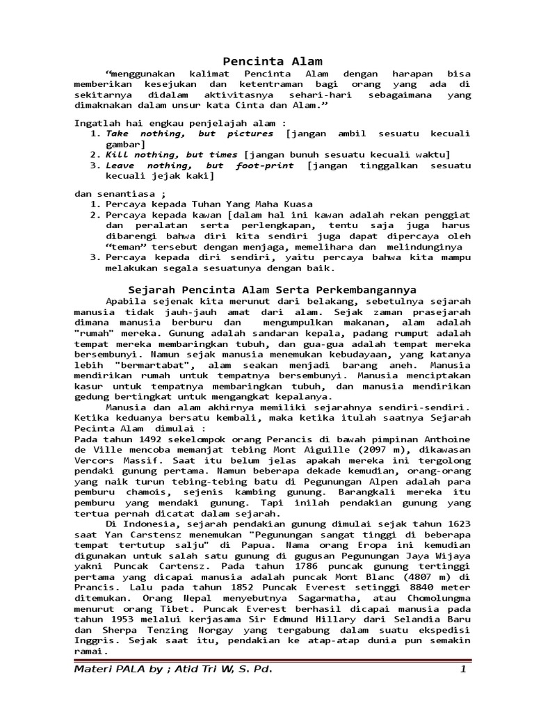 Modul Materi Pencinta Alam Modul Materi Pencinta Alam
