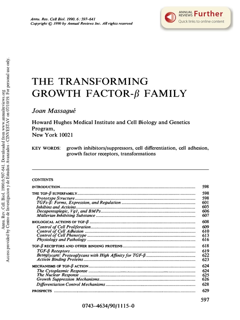 TGF Beta | PDF | Cell Growth | Receptor (Biochemistry)