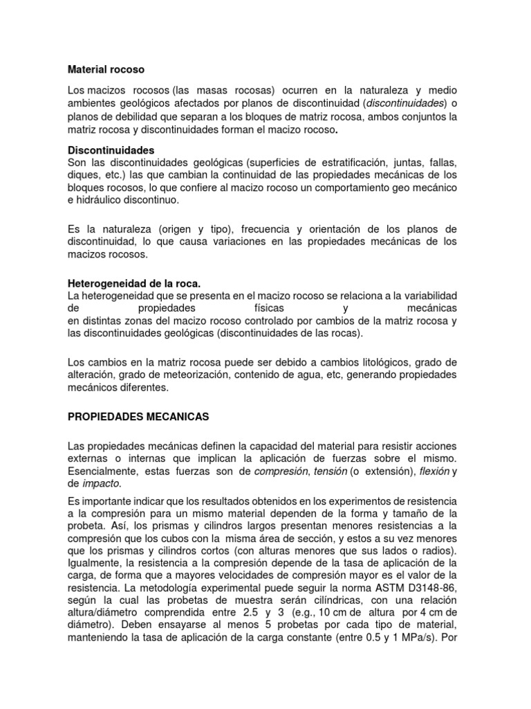 Material Rocoso | PDF | Elasticidad (Física) | Roca (geología)
