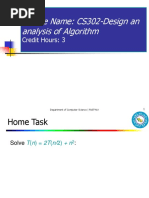 Course Name: CS302-Design An Analysis of Algorithm: Credit Hours: 3