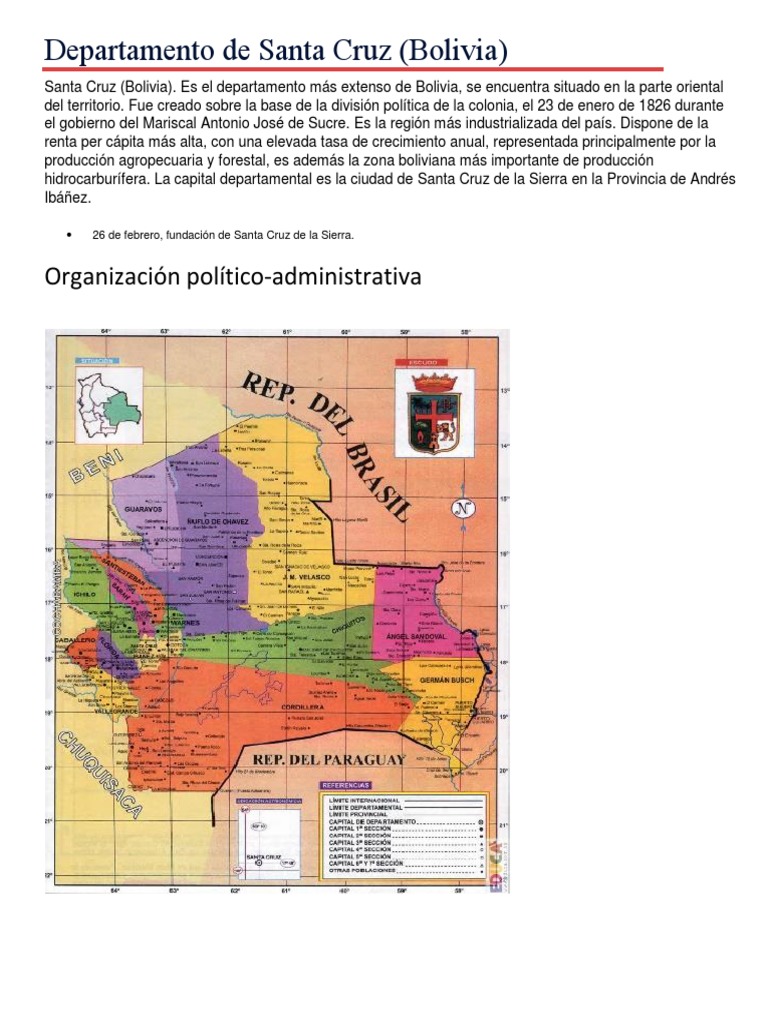 Historia y economía del departamento Santa Cruz | PDF | Bolivia ...