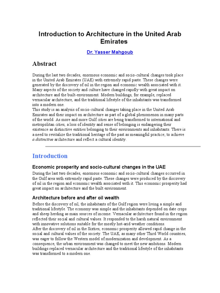 Introduction To Architecture in The United Arab Emirates | PDF | United ...