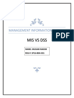 Mis Vs DSS: Management Information System