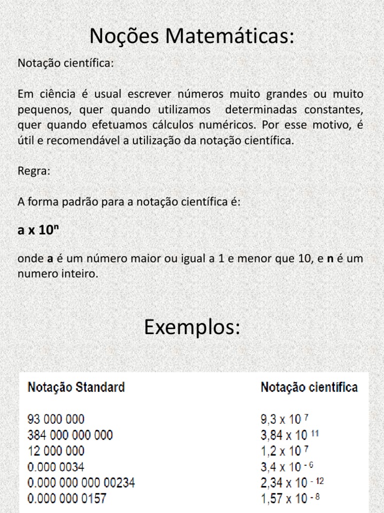 Notação Cientifica aplicada na Física, Exercícios Matemática