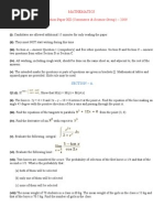 Mathematics ISC Question Paper XII (Commerce & Science Group) - 2009