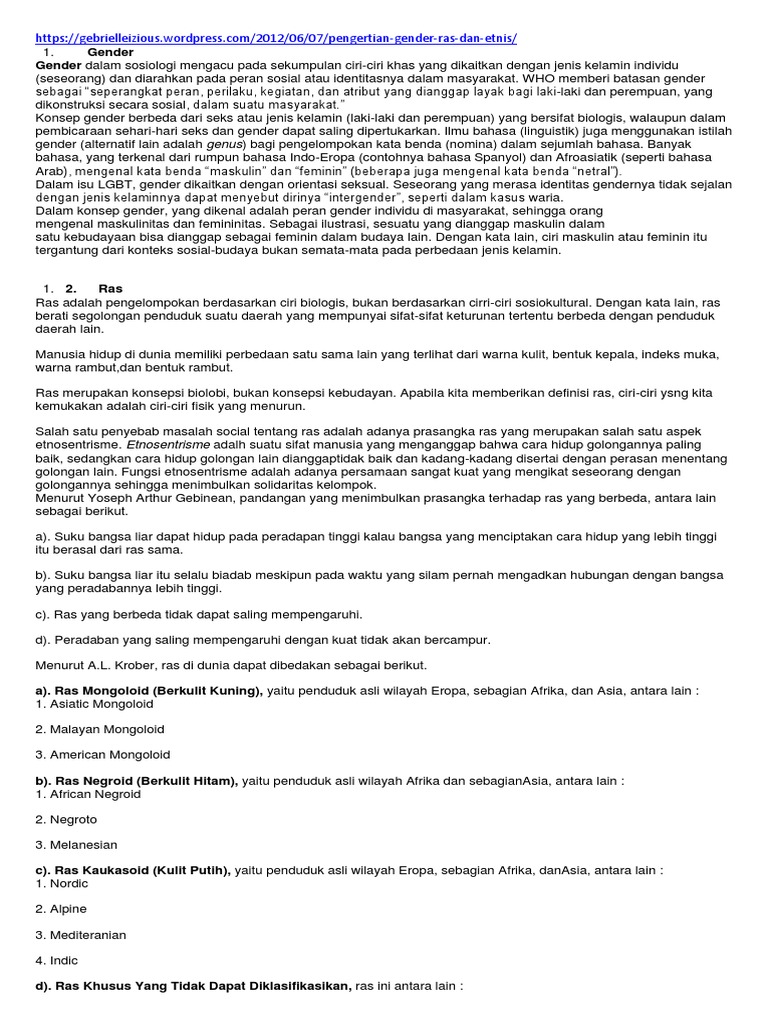 Gender dan Ras di Indonesia | PDF