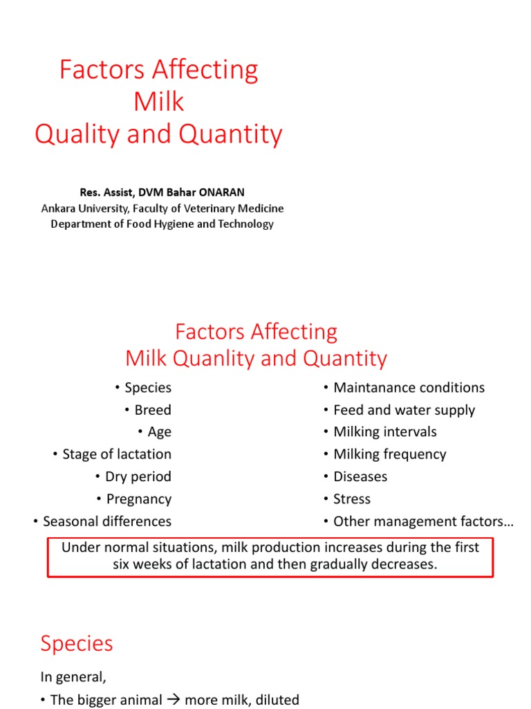 2 Factors Affecting Milk Quality and Quantity of Milk PDF Dairy