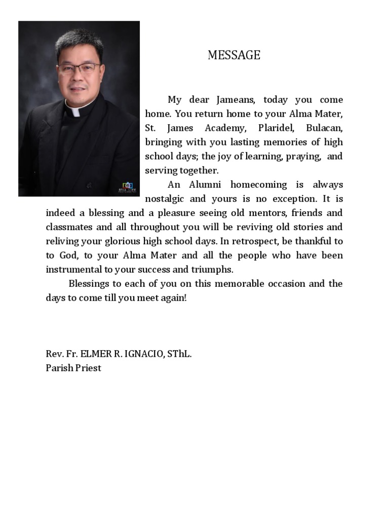 Alumni Message | PDF | Wellness