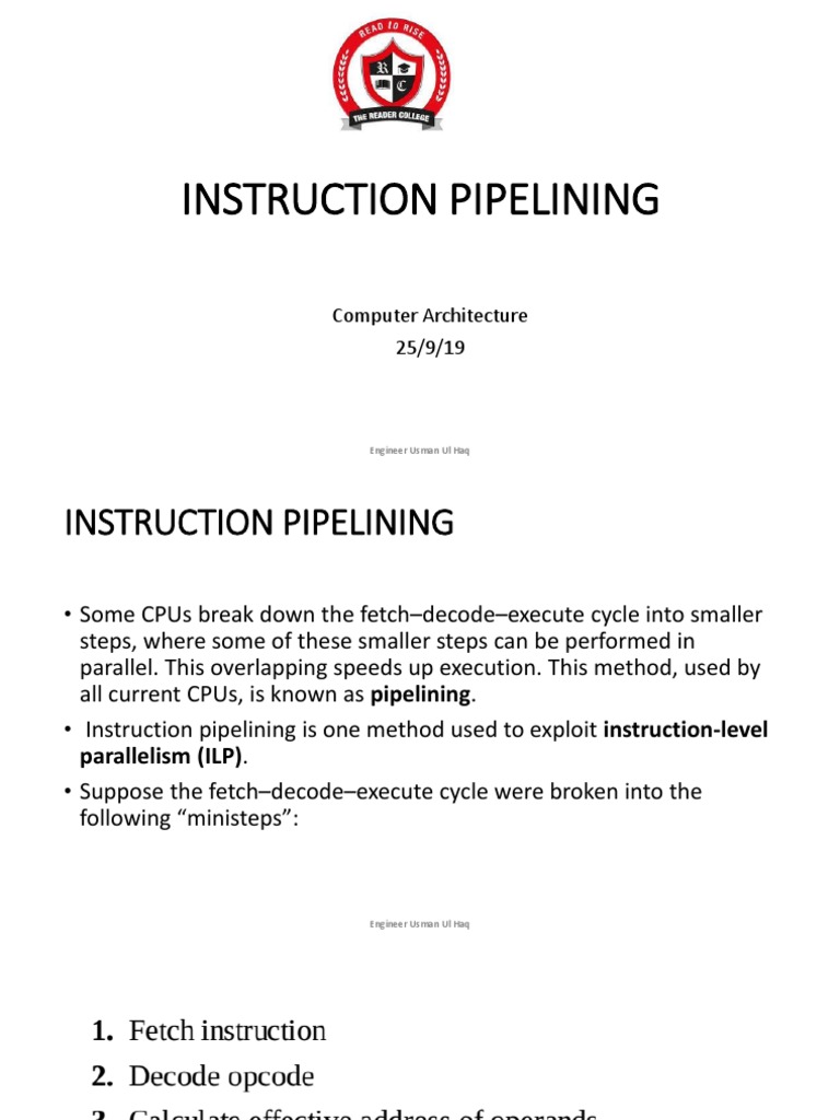 Instruction Pipelining in CPUs | PDF