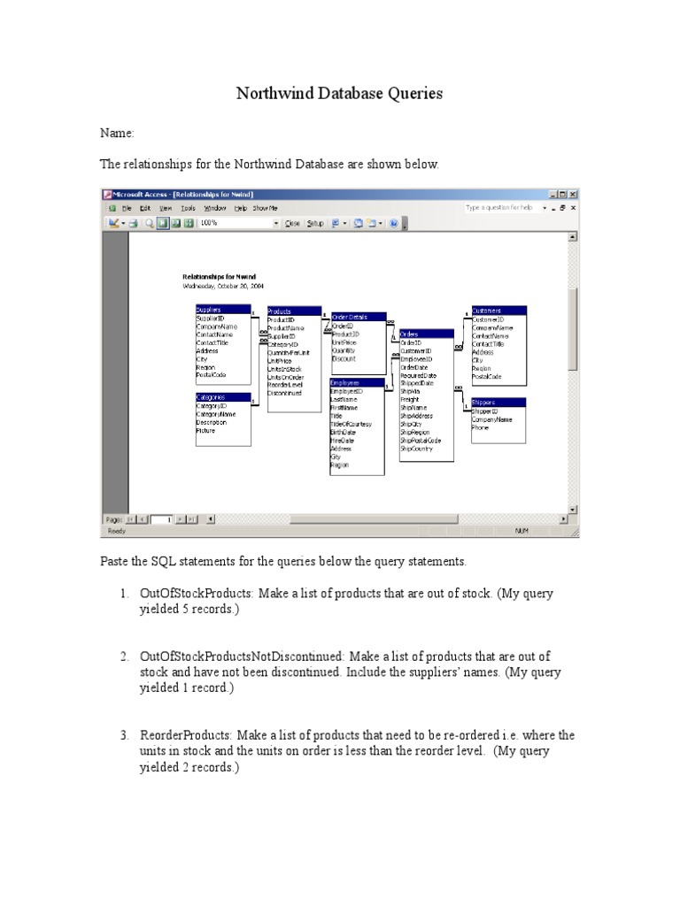 Northwind Database Query Examples | PDF | Information Science ...
