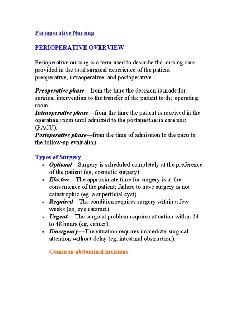 Perioperative Nursing | PDF | Anesthesia | Surgery