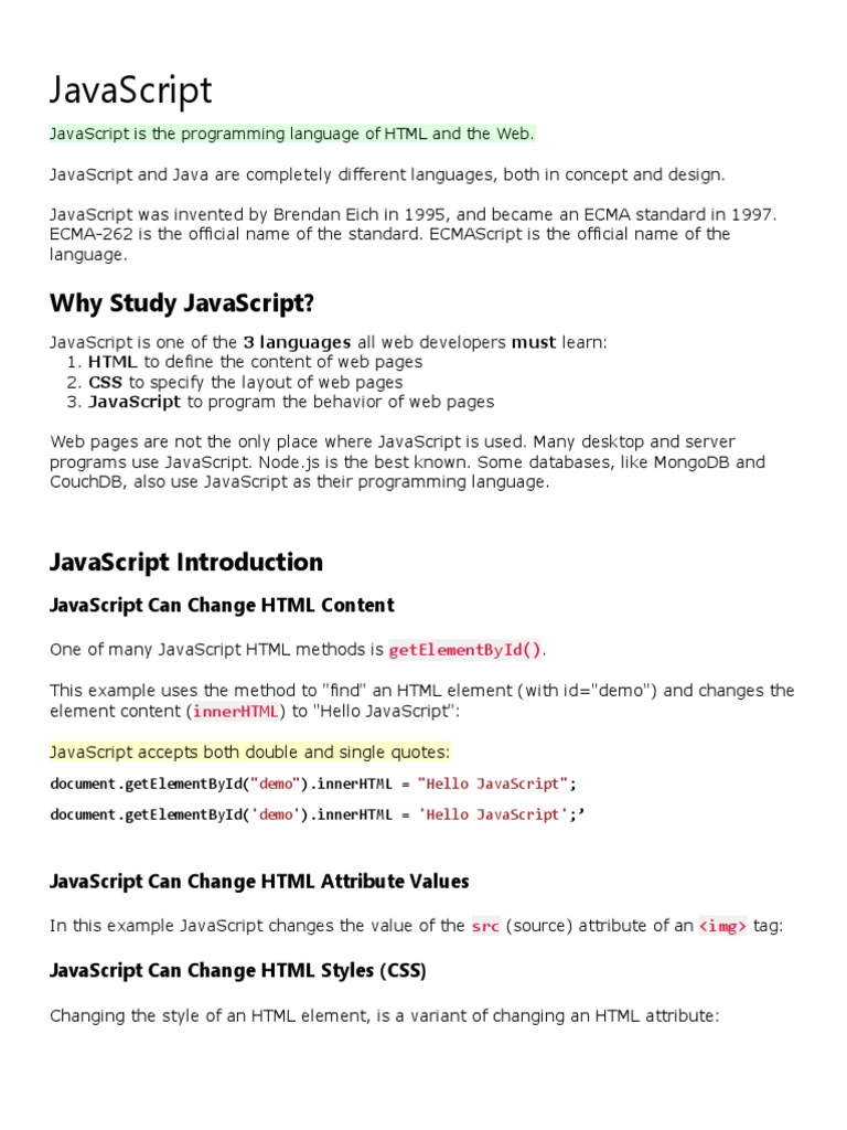 Javascript Lesson | Pdf | Java Script | Html