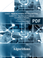 Cs112 - Programming Fundamental: Lecture # 03 - Algorithm and Pseudocode Syed Shahrooz Shamim