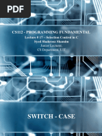 Cs112 - Programming Fundamental: Lecture # 17 - Selection Control in C Syed Shahrooz Shamim